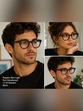 Miklos Port Starboard Blue Light Reading Glasses +1.50 Black